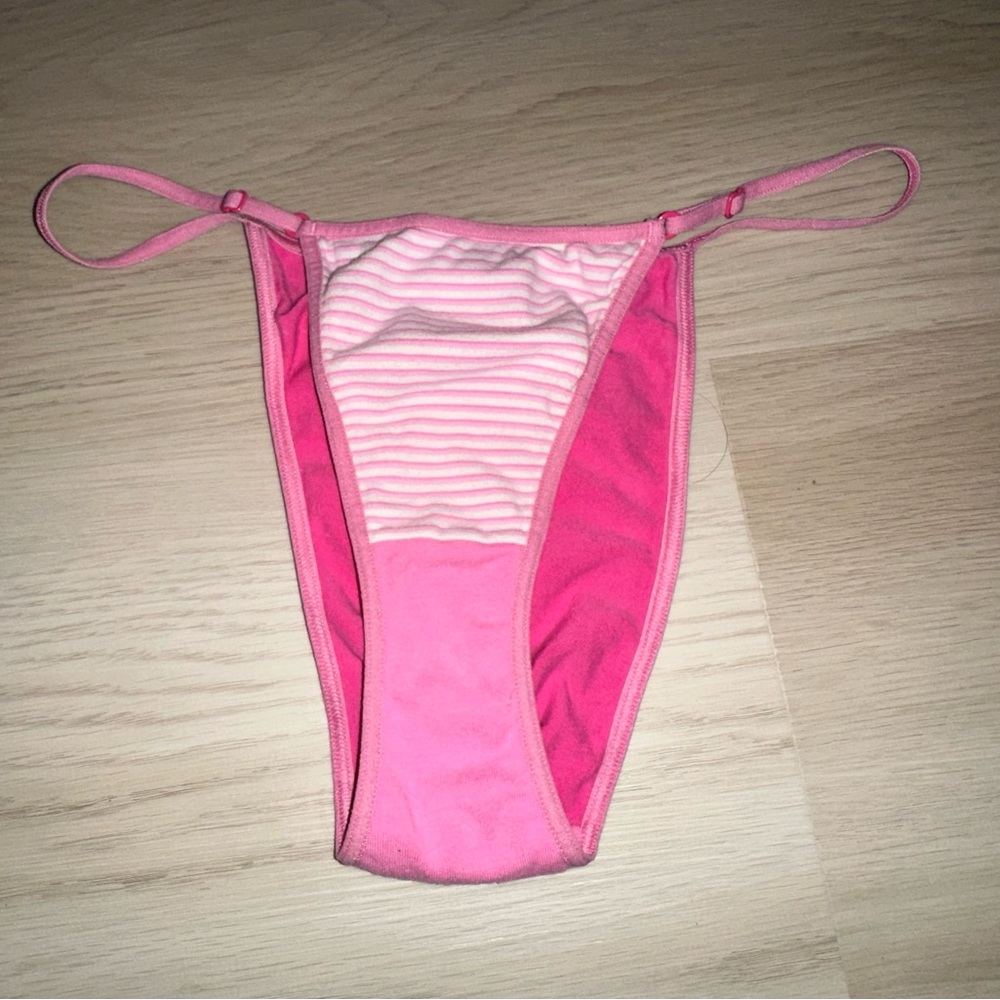 Vintage Y2K Victorias Secret PINK M/L Adjustable Strappy Bikini Cotton Panty